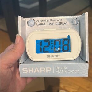 1" LCD with Top Control Clock White - Sharp: Portable, Bedroom-Ready